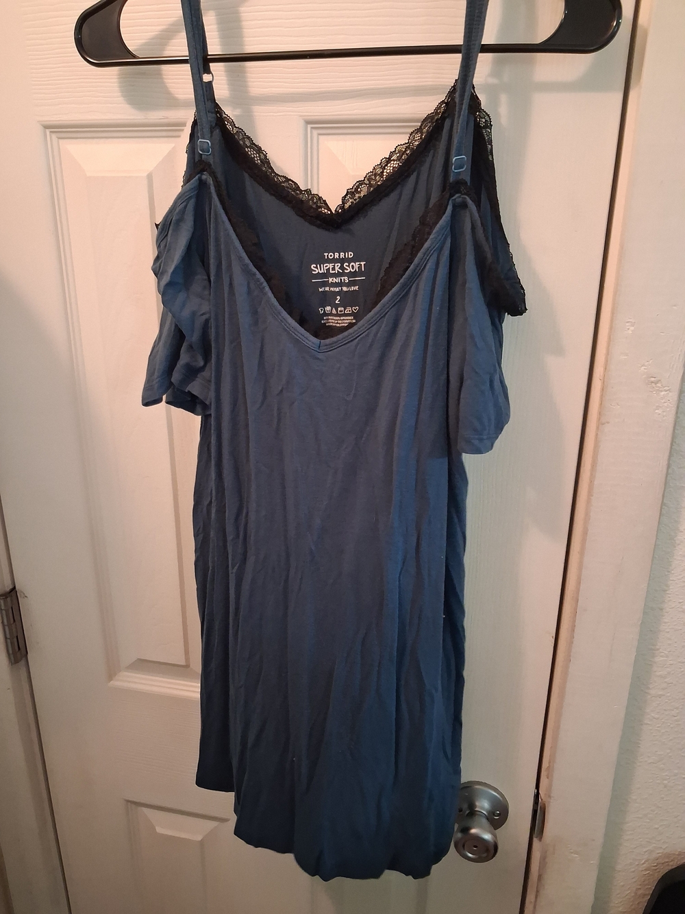 Torrid Blue Cold-Shoulder Lace Trim Cami Top